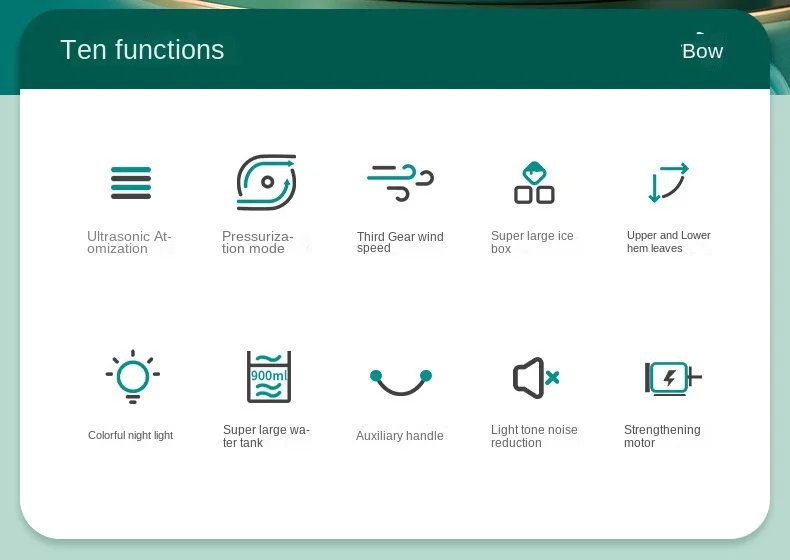 Desktop Air Conditioner Portable Fan Dual Spray Ultrasonic Atomization 3-Speed Mute Air Cooler Night Light Electric Fan for Home