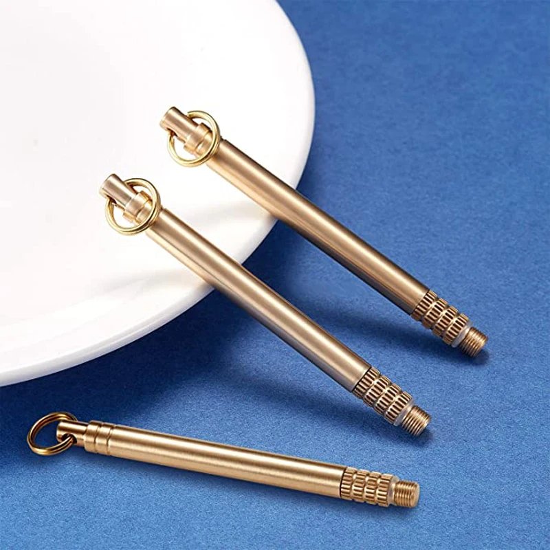 Portable Titanium Toothpicks Pocket Toothpicks Keychain Brass with Metal Toothpick Holder for Outdoor Picnic Camping Accessories
