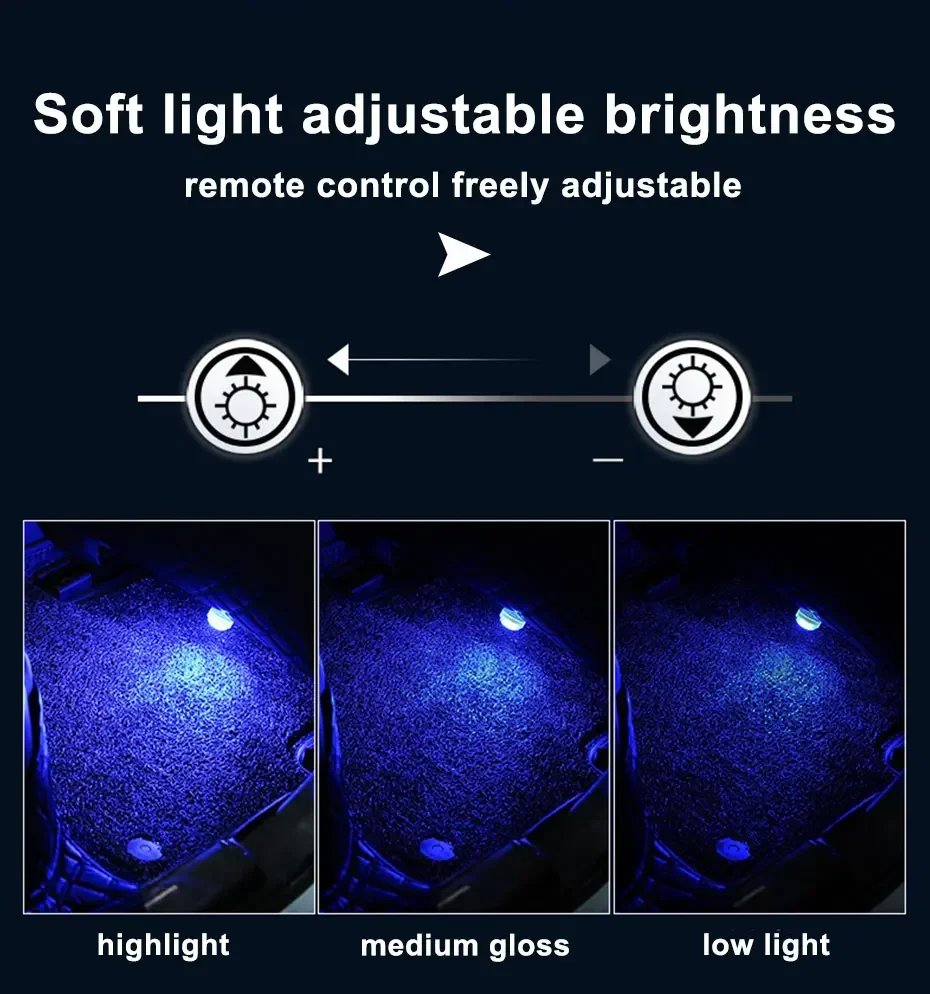 1Set Remote Control Car LED Interior Ambient Light - Colorful Adhesive Decoration for Auto Roof Foot Atmosphere Lamp 13 Colors