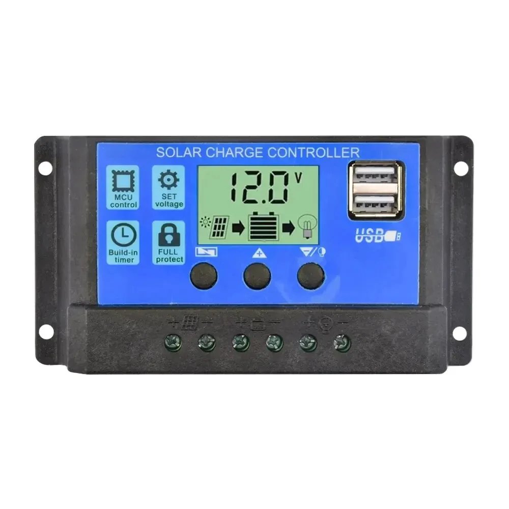 Purchase limit 1 piece Solar Charge Controller 12V24V 30A/20A/10A Auto LCD Dual USB 5V Output Photovoltaic Solar Panel PV Regulator Load Discharger