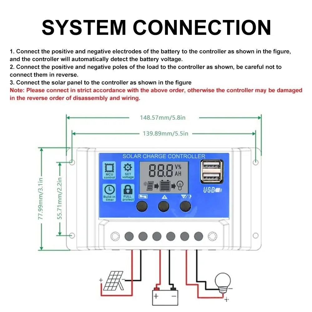 Purchase limit 1 piece Solar Charge Controller 12V24V 30A/20A/10A Auto LCD Dual USB 5V Output Photovoltaic Solar Panel PV Regulator Load Discharger Purchase limit 1 piece Solar Charge Controller 12V24V 30A/20A/10A Auto LCD Dual USB 5V Output Photovoltaic Solar Panel PV Regulator Load Discharger