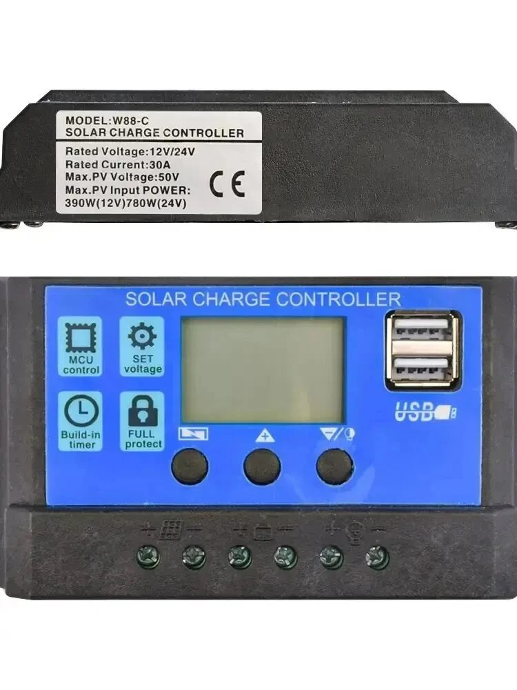 Purchase limit 1 piece Solar Charge Controller 12V24V 30A/20A/10A Auto LCD Dual USB 5V Output Photovoltaic Solar Panel PV Regulator Load Discharger