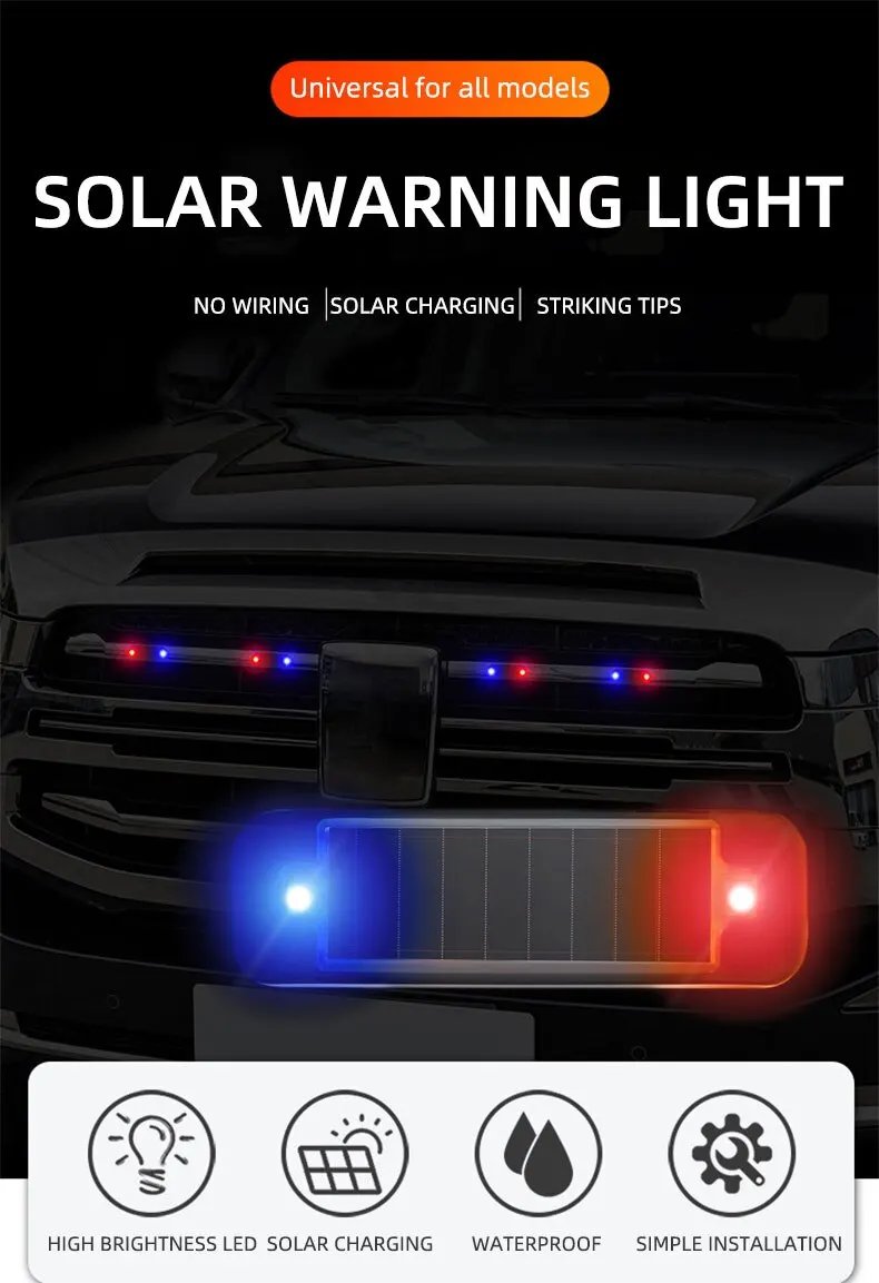 Solar Power Warning Light for Car Motorcycles LED Flashlight Indicator In-Night Caution Strobe Warning Light Running Lamp Solar Power Warning Light for Car Motorcycles LED Flashlight Indicator In-Night Caution Strobe Warning Light Running Lamp