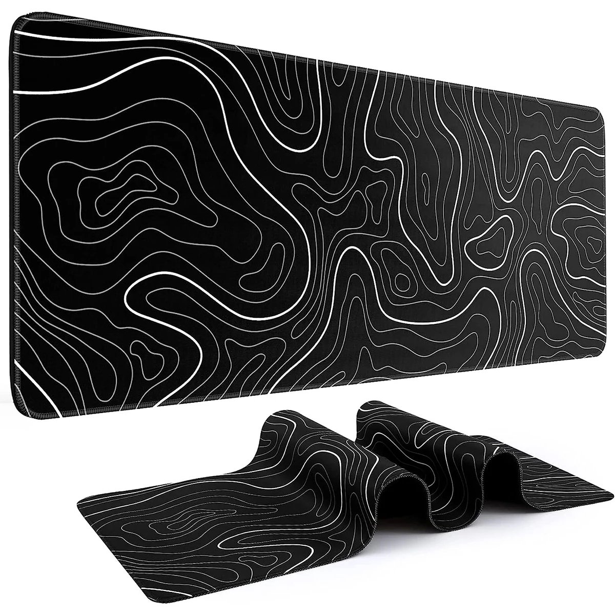 1Pcs Gaming Mouse Pad Large Keyboard Pad 31.5 x 11.8in Topographic Mouse Pad Black and White Mouse Pad for Keyboard with Anti-Sl 1Pcs Gaming Mouse Pad Large Keyboard Pad 31.5 x 11.8in Topographic Mouse Pad Black and White Mouse Pad for Keyboard with Anti-Sl