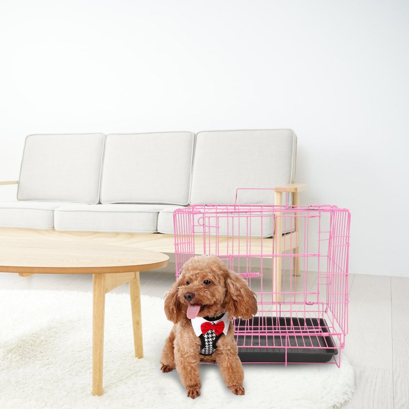 of Folding With Toilet Dog Cage Poodle Small And Medium Dog Cat Cage Rabbit Cage Puppy Cage Pet moving Container(Blue35cm)
