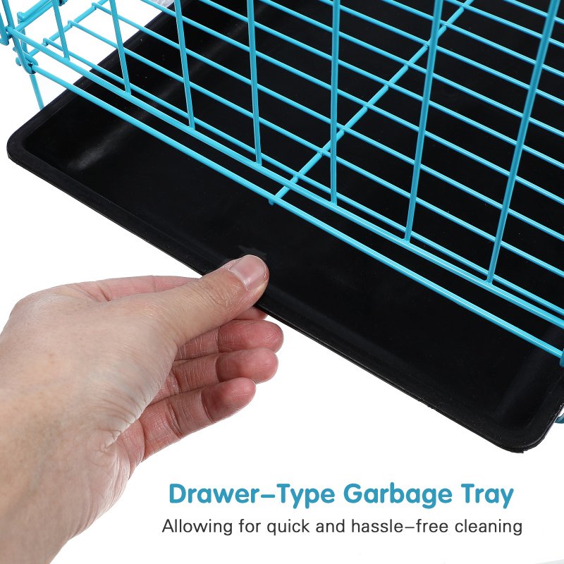 of Folding With Toilet Dog Cage Poodle Small And Medium Dog Cat Cage Rabbit Cage Puppy Cage Pet moving Container(Blue35cm)