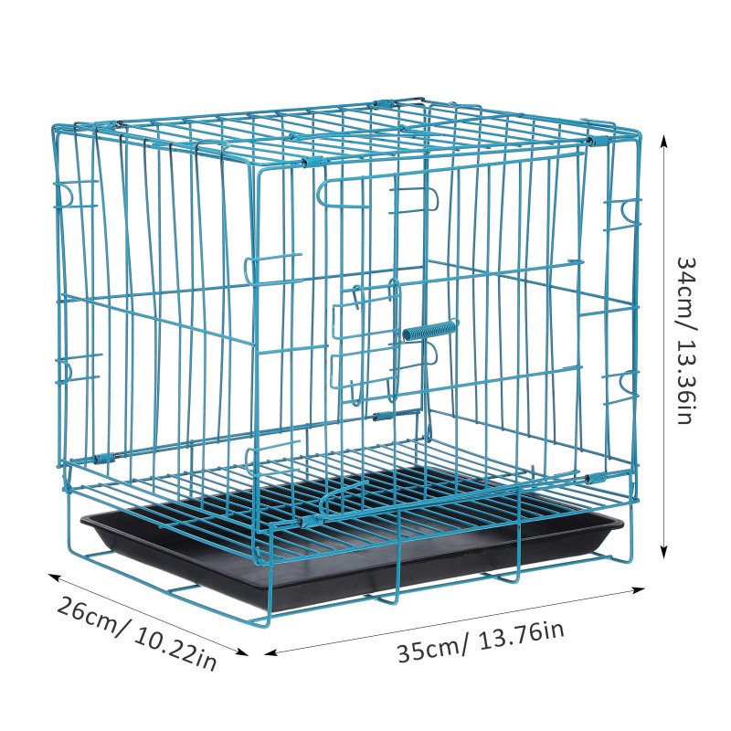 of Folding With Toilet Dog Cage Poodle Small And Medium Dog Cat Cage Rabbit Cage Puppy Cage Pet moving Container(Blue35cm)