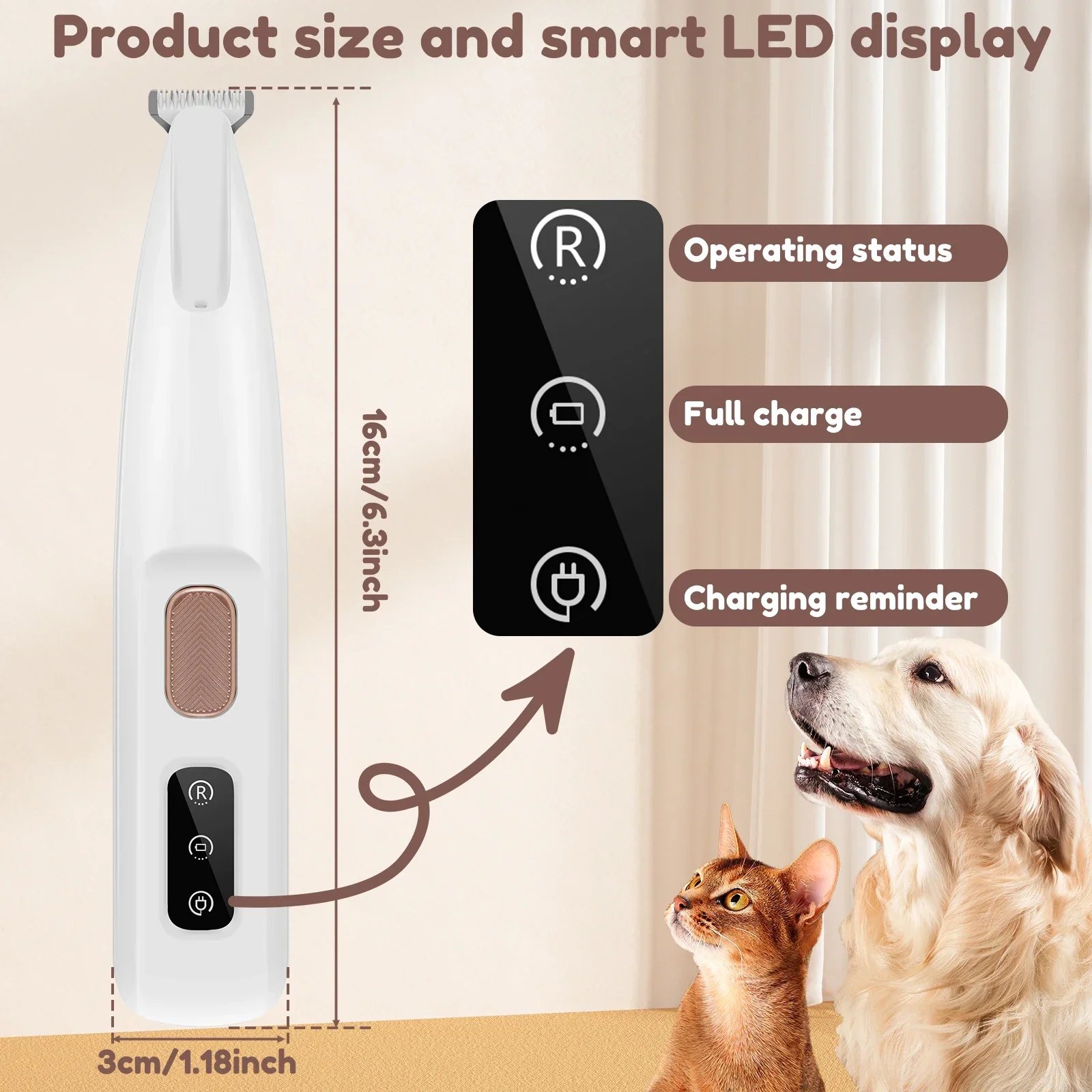 New Dog Paw Trimmer with LED Light Fully Waterproof Pet Hair Trimmer with LED Display Dog Clippers for Grooming 18mm Widen Blade New Dog Paw Trimmer with LED Light Fully Waterproof Pet Hair Trimmer with LED Display Dog Clippers for Grooming 18mm Widen Blade