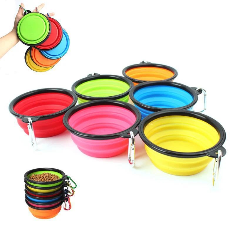 1000ML Silicone Dog Feeder Bowl With Carabiner Folding Cat Bowl Travel Dog Feeding Supplies Food Water Container Pet Accessories 1000ML Silicone Dog Feeder Bowl With Carabiner Folding Cat Bowl Travel Dog Feeding Supplies Food Water Container Pet Accessories