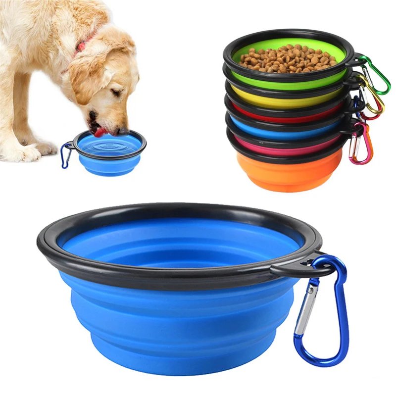 1000ML Silicone Dog Feeder Bowl With Carabiner Folding Cat Bowl Travel Dog Feeding Supplies Food Water Container Pet Accessories 1000ML Silicone Dog Feeder Bowl With Carabiner Folding Cat Bowl Travel Dog Feeding Supplies Food Water Container Pet Accessories