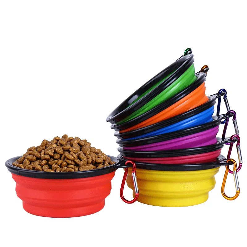 1000ML Silicone Dog Feeder Bowl With Carabiner Folding Cat Bowl Travel Dog Feeding Supplies Food Water Container Pet Accessories 1000ML Silicone Dog Feeder Bowl With Carabiner Folding Cat Bowl Travel Dog Feeding Supplies Food Water Container Pet Accessories
