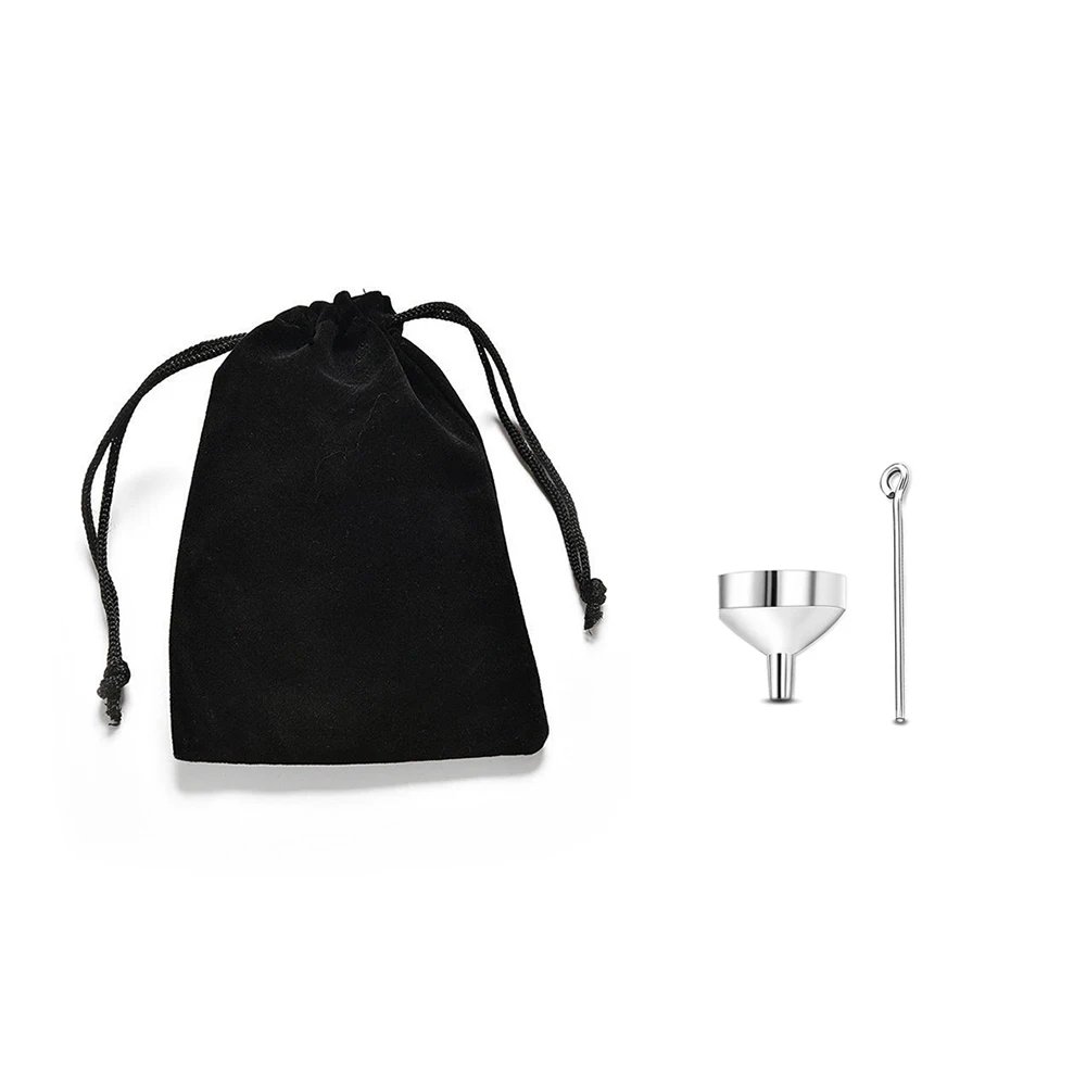 Silver heart cremation jewelry pendant necklace pet dog ashes urn pendant keepsake memorial- funnel filling tool