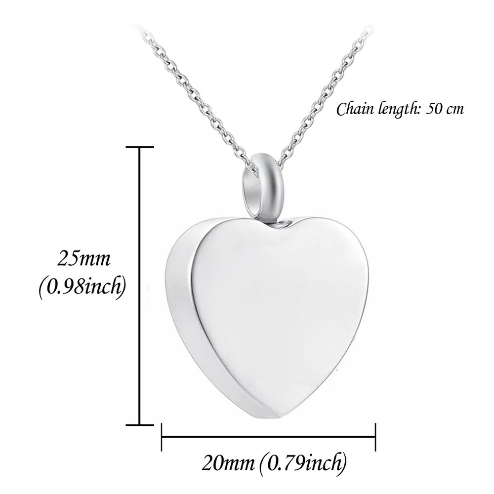 Silver heart cremation jewelry pendant necklace pet dog ashes urn pendant keepsake memorial- funnel filling tool