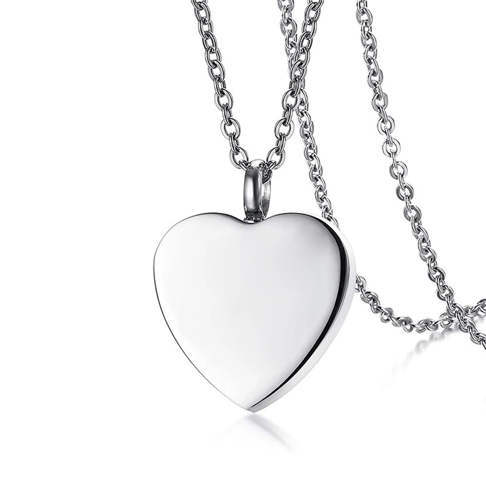 Silver heart cremation jewelry pendant necklace pet dog ashes urn pendant keepsake memorial- funnel filling tool