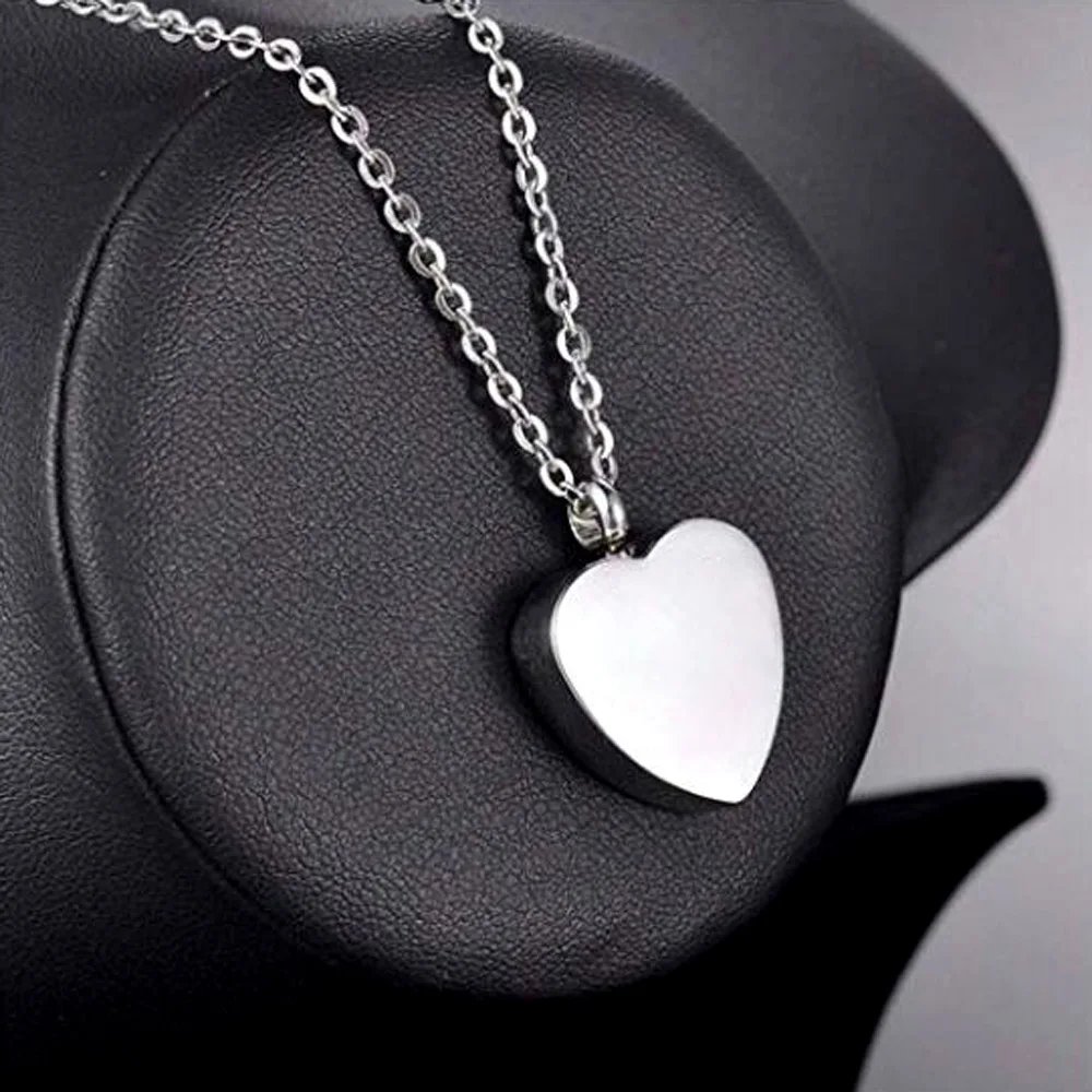 Silver heart cremation jewelry pendant necklace pet dog ashes urn pendant keepsake memorial- funnel filling tool
