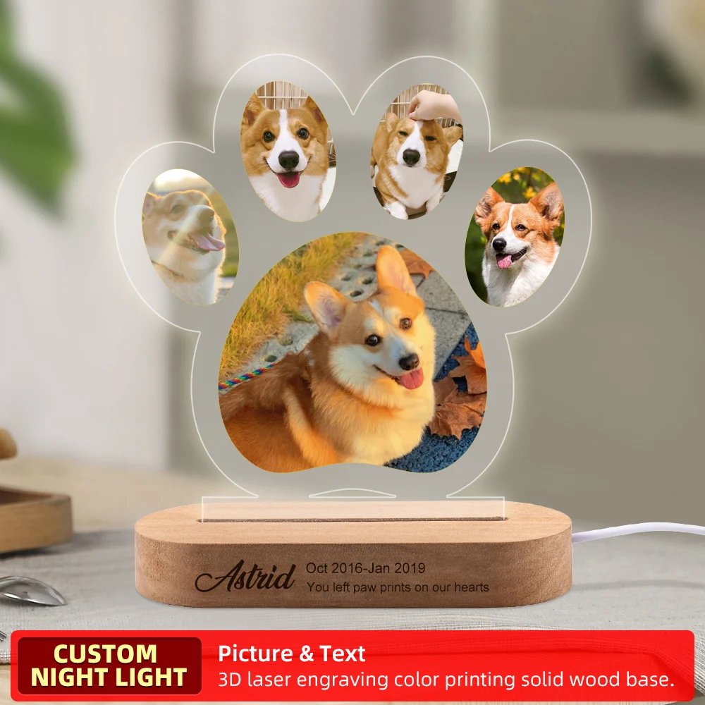 Custom Dog Photo Night Light Pet Memoral Gift Light Up Pet Memorial Plaque Cat Photo Gift Personalized Gift for Pet Loss Custom Dog Photo Night Light Pet Memoral Gift Light Up Pet Memorial Plaque Cat Photo Gift Personalized Gift for Pet Loss