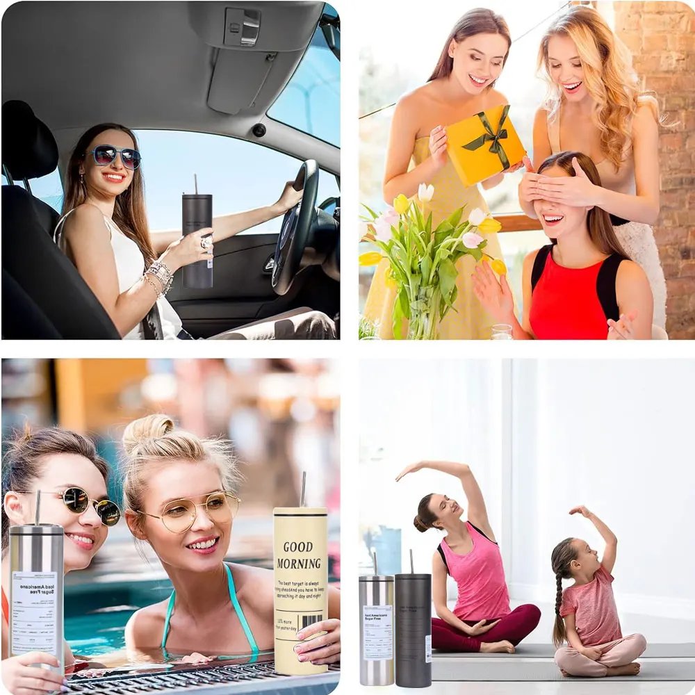 Coffee Cup Thermos 304 Stainless Steel Double -layer Cooler Straw Cup Portable Reusable Ins Ice American Coffee Mug Water Bottle