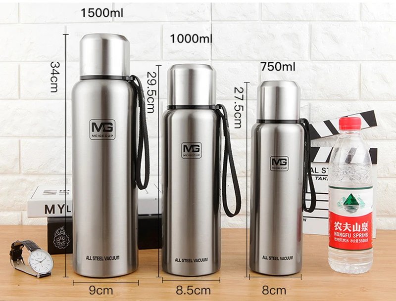 UPORS Large Capacity Stainless Steel Thermos Portable Vacuum Flask Insulated Tumbler with Rope Thermo Bottle 500/700/1000/1500ml