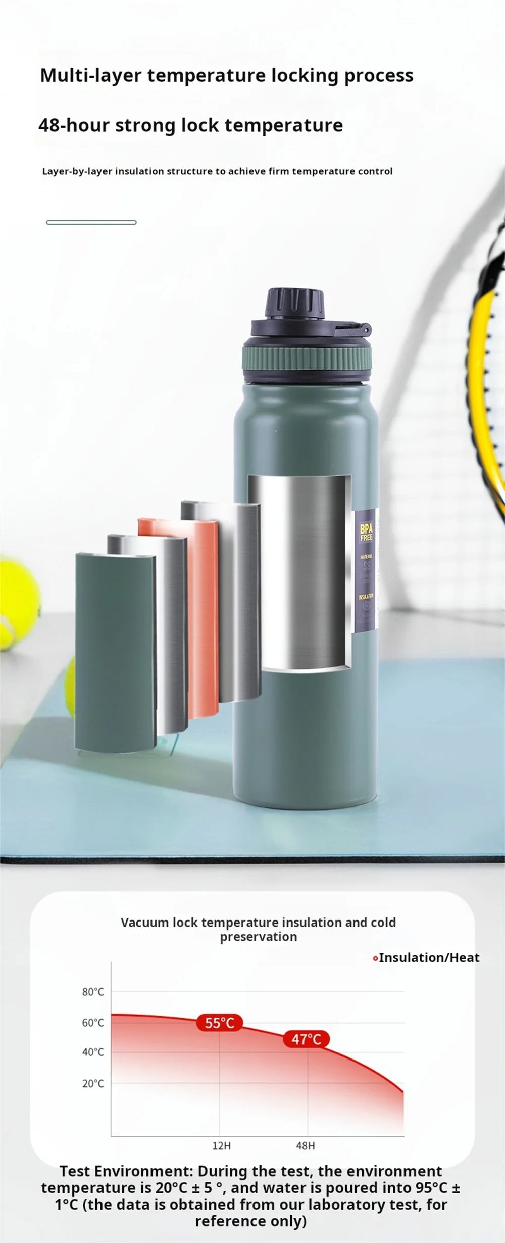 600ML/800ML Outdoor Thermos Portable Kettle Water Bottle with Tea Filter 304 Stainless Steel Thermal Cup Leak-proof Flask Sports