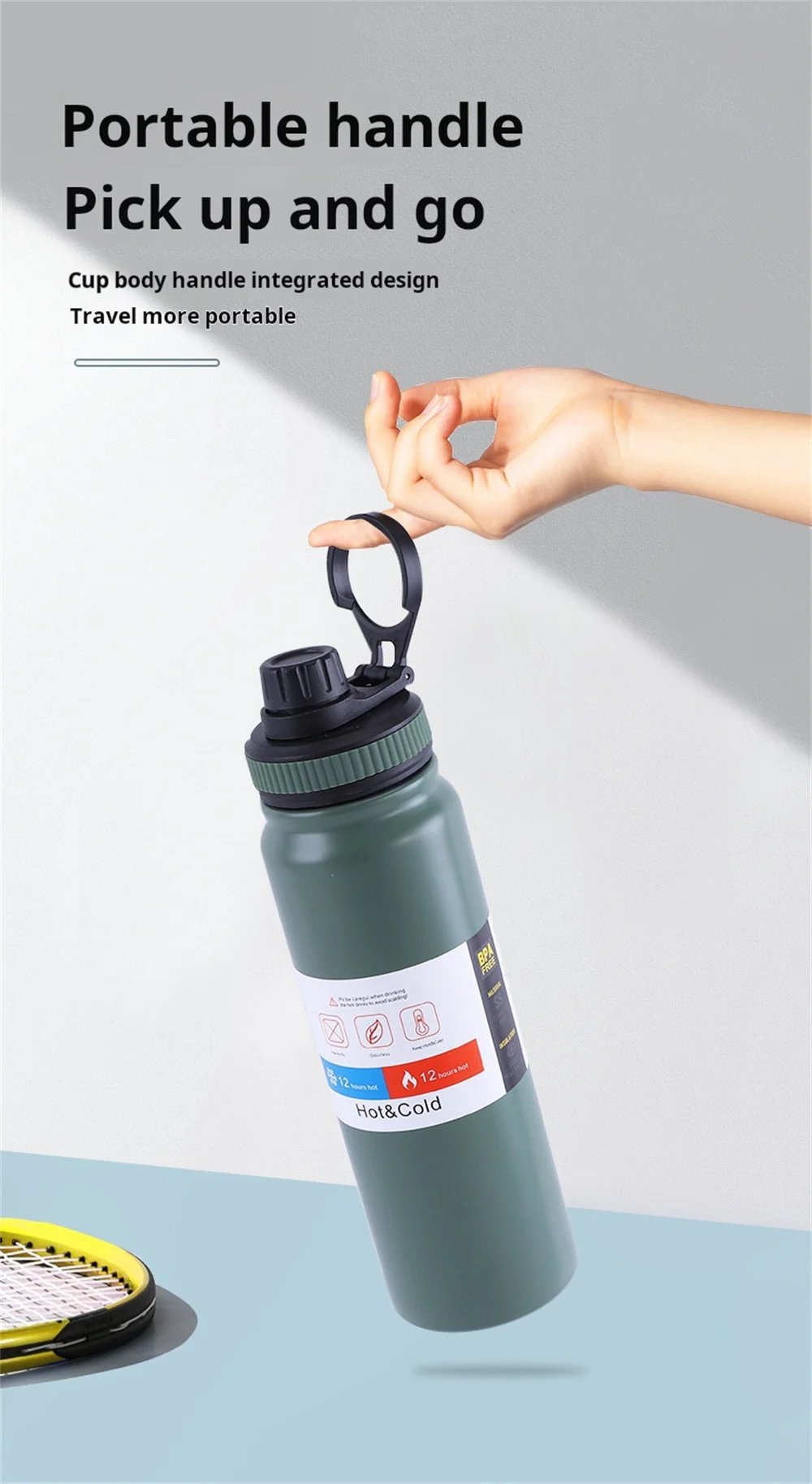 600ML/800ML Outdoor Thermos Portable Kettle Water Bottle with Tea Filter 304 Stainless Steel Thermal Cup Leak-proof Flask Sports