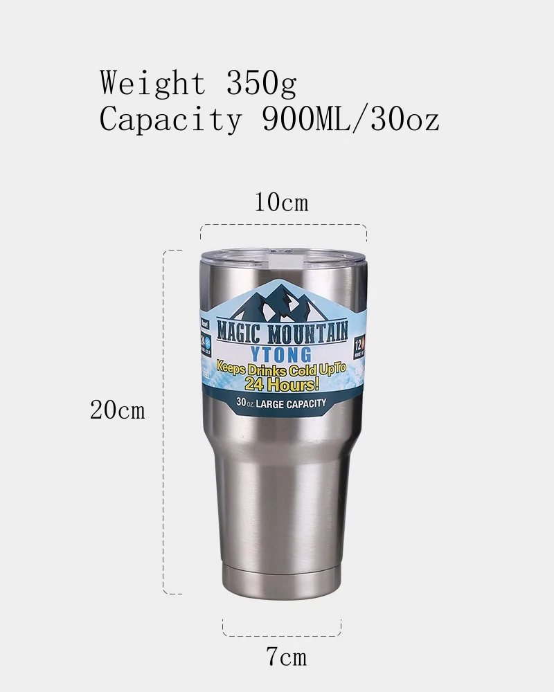 30zo Stainless Steel Freeze Thermos Cup with Straw Ice Coffee Drink Vacuum Insulated Bottle Car Travel Outdoor Thermostatic Cup