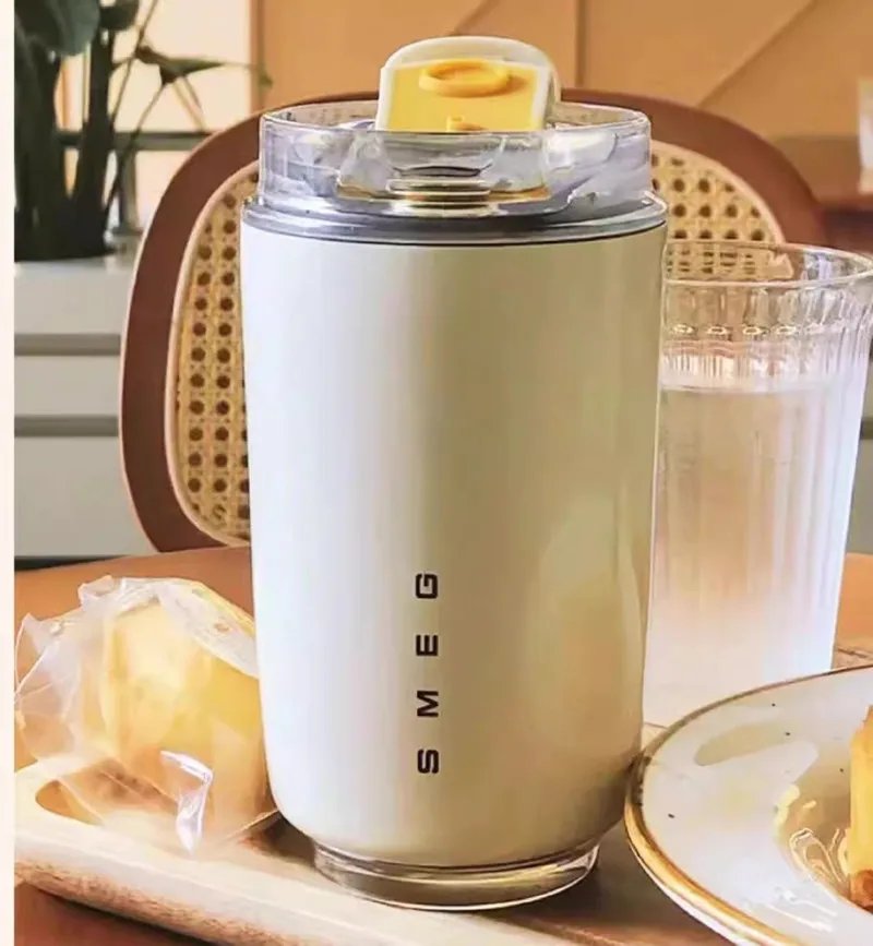 SMEG 240ML Milk White Beverage Cup Travel Portable Drinking Cup Stainless Steel Vacuum Leak proof  Coffee Thermos