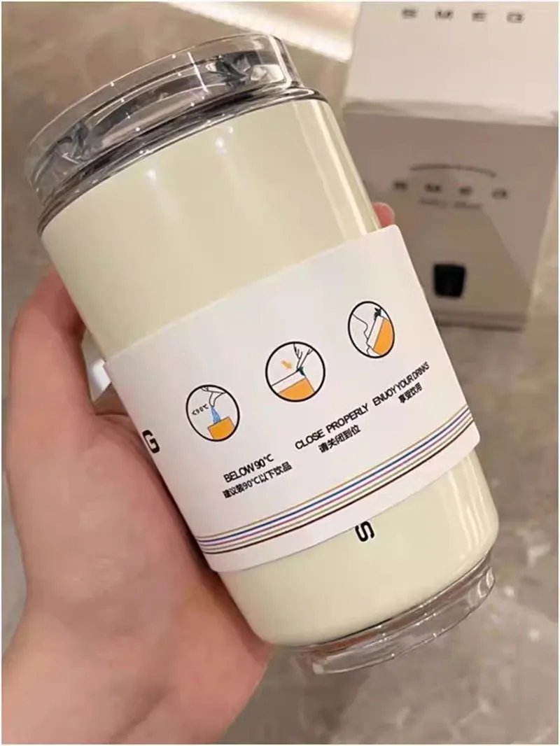 SMEG 240ML Milk White Beverage Cup Travel Portable Drinking Cup Stainless Steel Vacuum Leak proof  Coffee Thermos