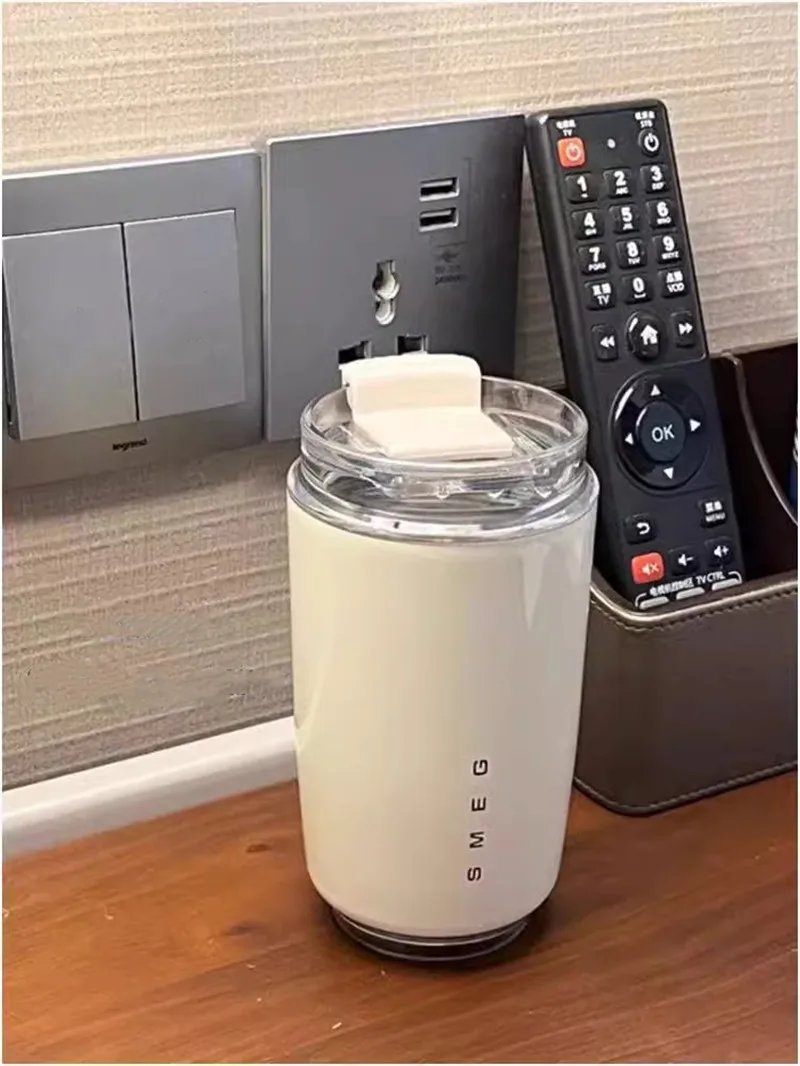 SMEG 240ML Milk White Beverage Cup Travel Portable Drinking Cup Stainless Steel Vacuum Leak proof  Coffee Thermos