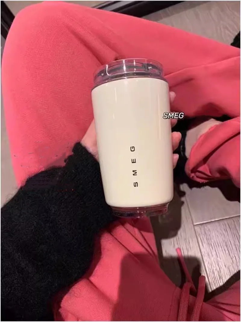 SMEG 240ML Milk White Beverage Cup Travel Portable Drinking Cup Stainless Steel Vacuum Leak proof  Coffee Thermos