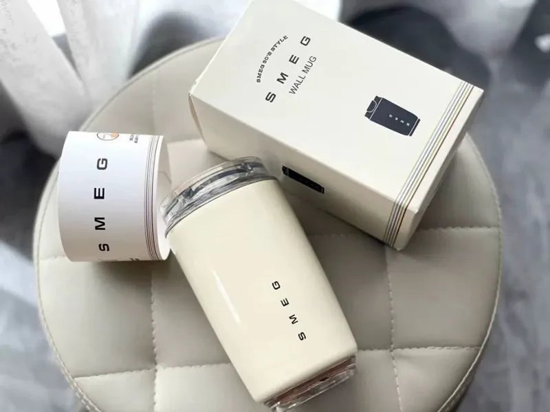 SMEG 240ML Milk White Beverage Cup Travel Portable Drinking Cup Stainless Steel Vacuum Leak proof  Coffee Thermos