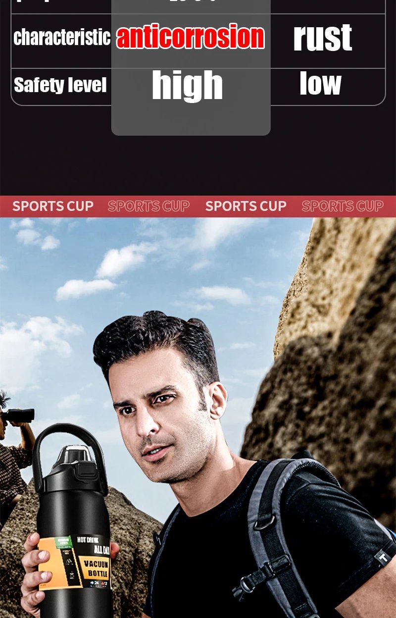 1500ML Stainless Steel Thermo Bottle Portable Thermos Large Capacity Thermo Water Bottle Tumbler Thermoses Outdoor Vacuum Flasks