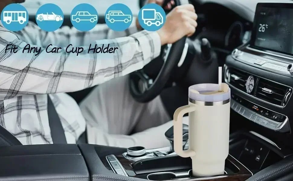 New Hot 40oz Insulated Tumbler acuum Cup 2.0 Thermal Mug for with Handle Straw Stainless Steel Hot and Cold Coffee Drinks