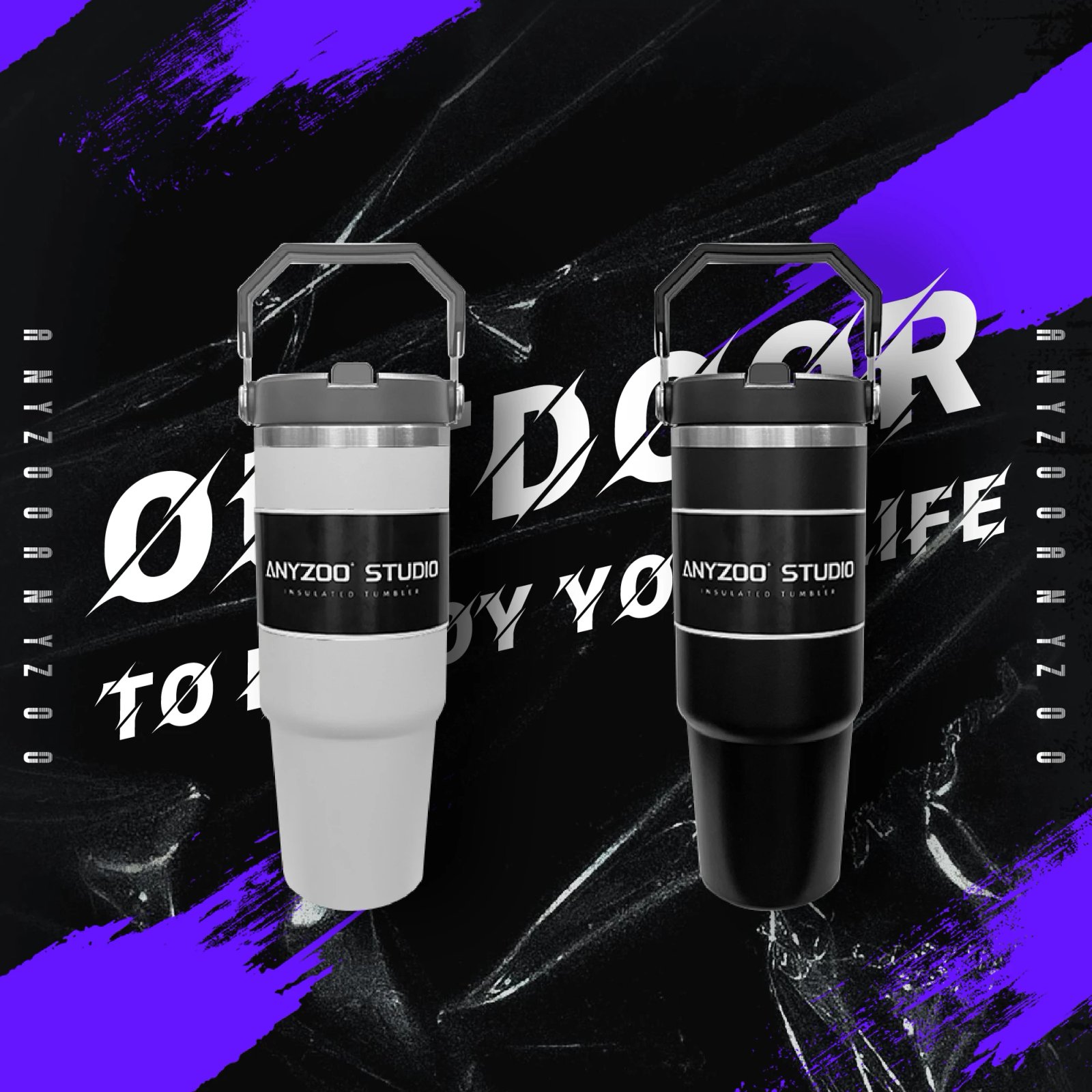 900ml Portable Car Cup Stainless Steel Thermos Cup with Straw Travel Sports Water Bottle With Handle Cover Coffee Vacuum Flask