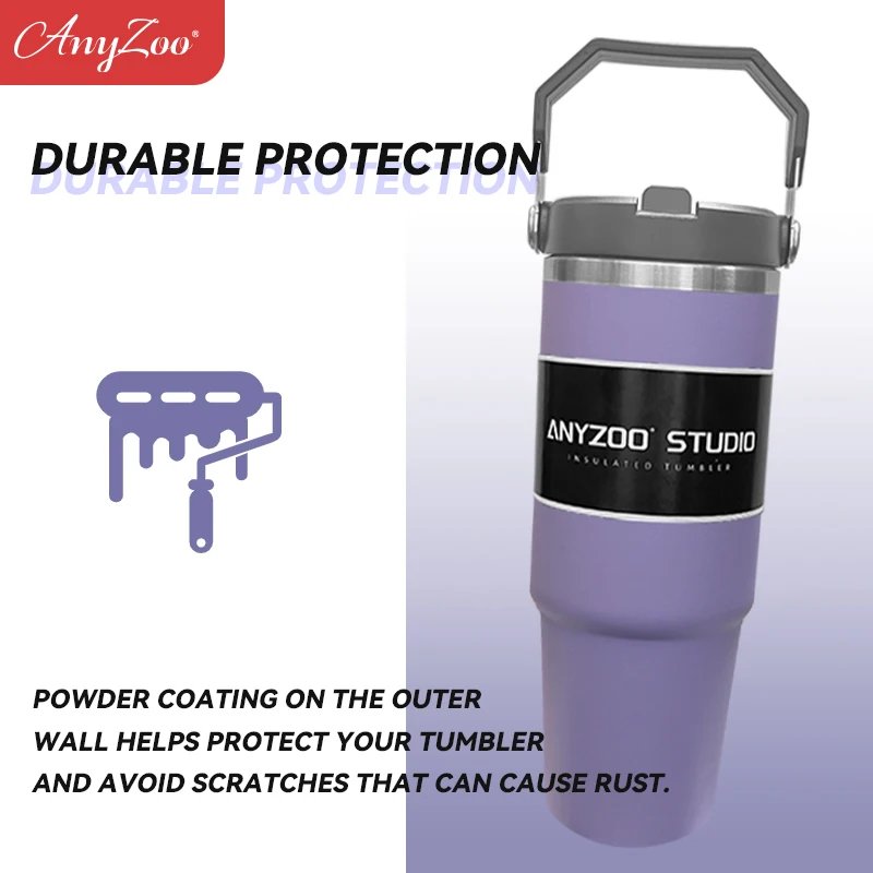 900ml Portable Car Cup Stainless Steel Thermos Cup with Straw Travel Sports Water Bottle With Handle Cover Coffee Vacuum Flask