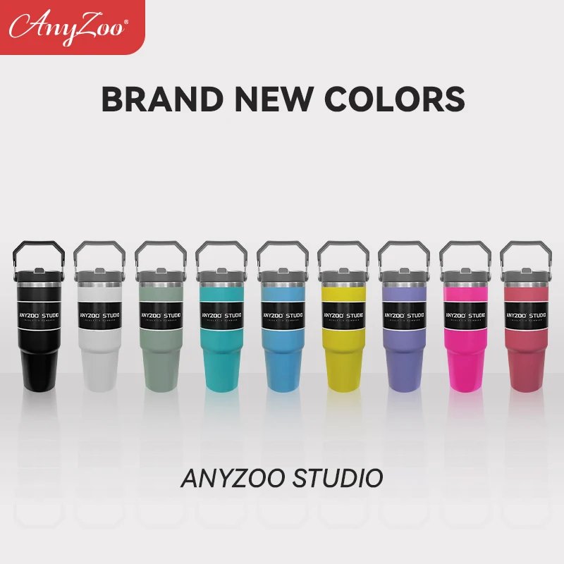 900ml Portable Car Cup Stainless Steel Thermos Cup with Straw Travel Sports Water Bottle With Handle Cover Coffee Vacuum Flask