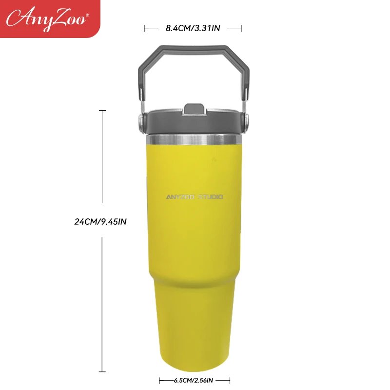 900ml Portable Car Cup Stainless Steel Thermos Cup with Straw Travel Sports Water Bottle With Handle Cover Coffee Vacuum Flask