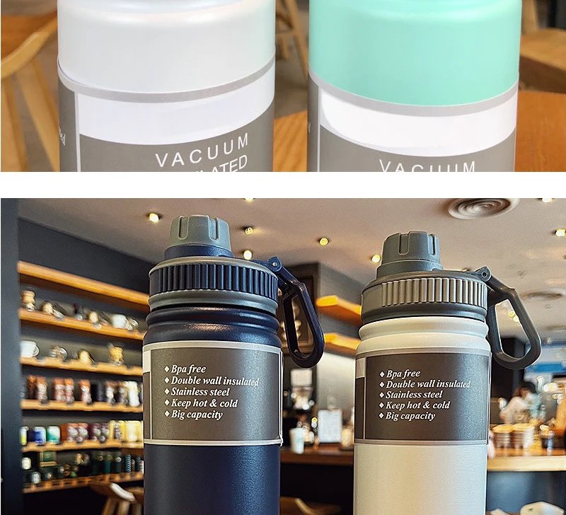 530ML/750ML Thermos Water Bottle Large capacity Stainless Steel Vacuum Flask Mug Portable Outdoor Thermal Mug Sports Drinks Cup