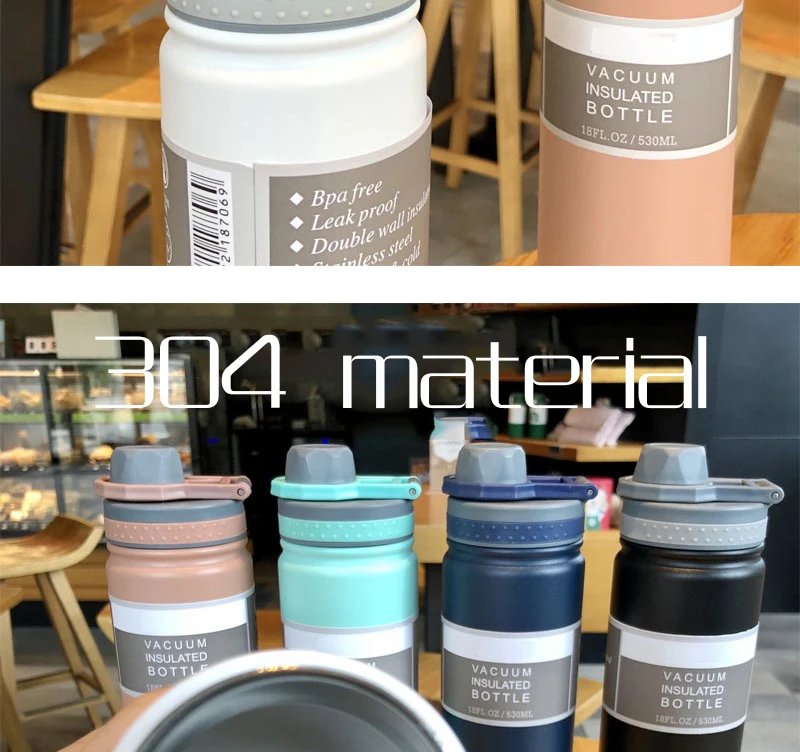 530ML/750ML Thermos Water Bottle Large capacity Stainless Steel Vacuum Flask Mug Portable Outdoor Thermal Mug Sports Drinks Cup