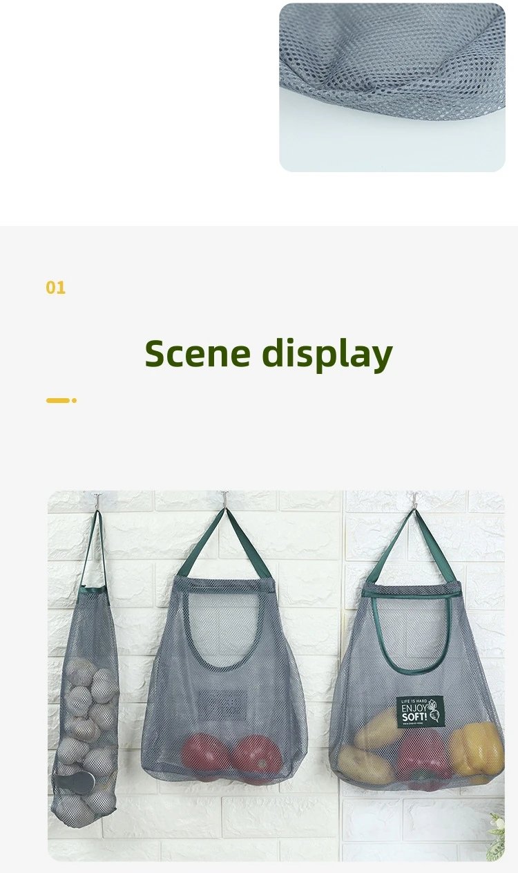 Mesh Bag Storage Baskets Reusable Grocery Net Plastic Bags For Food Fruit Vegetables Kitchen Organizer Accessories Item