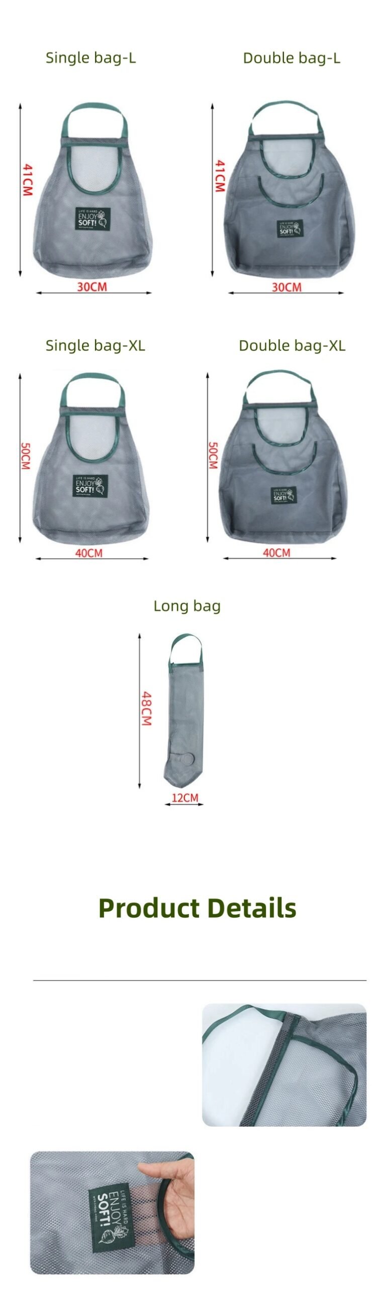 Mesh Bag Storage Baskets Reusable Grocery Net Plastic Bags For Food Fruit Vegetables Kitchen Organizer Accessories Item