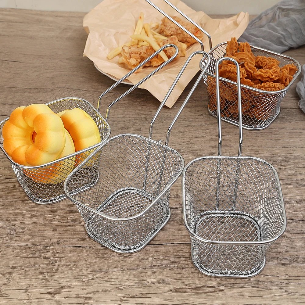 Fryers Basket Net Mesh Fries Chip Kitchen Tool Stainless Steel Fryer Home French Fries Baskets Strainer Restaurants Bars Tools