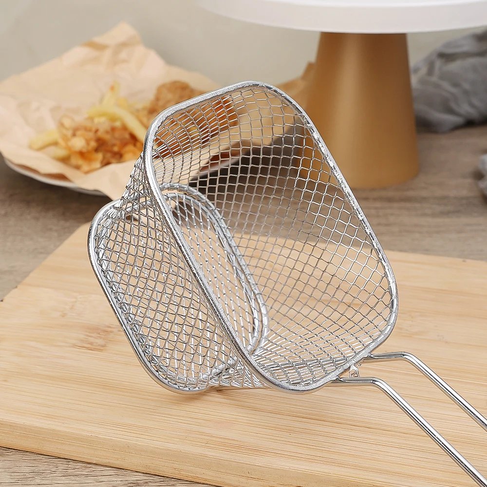 Fryers Basket Net Mesh Fries Chip Kitchen Tool Stainless Steel Fryer Home French Fries Baskets Strainer Restaurants Bars Tools
