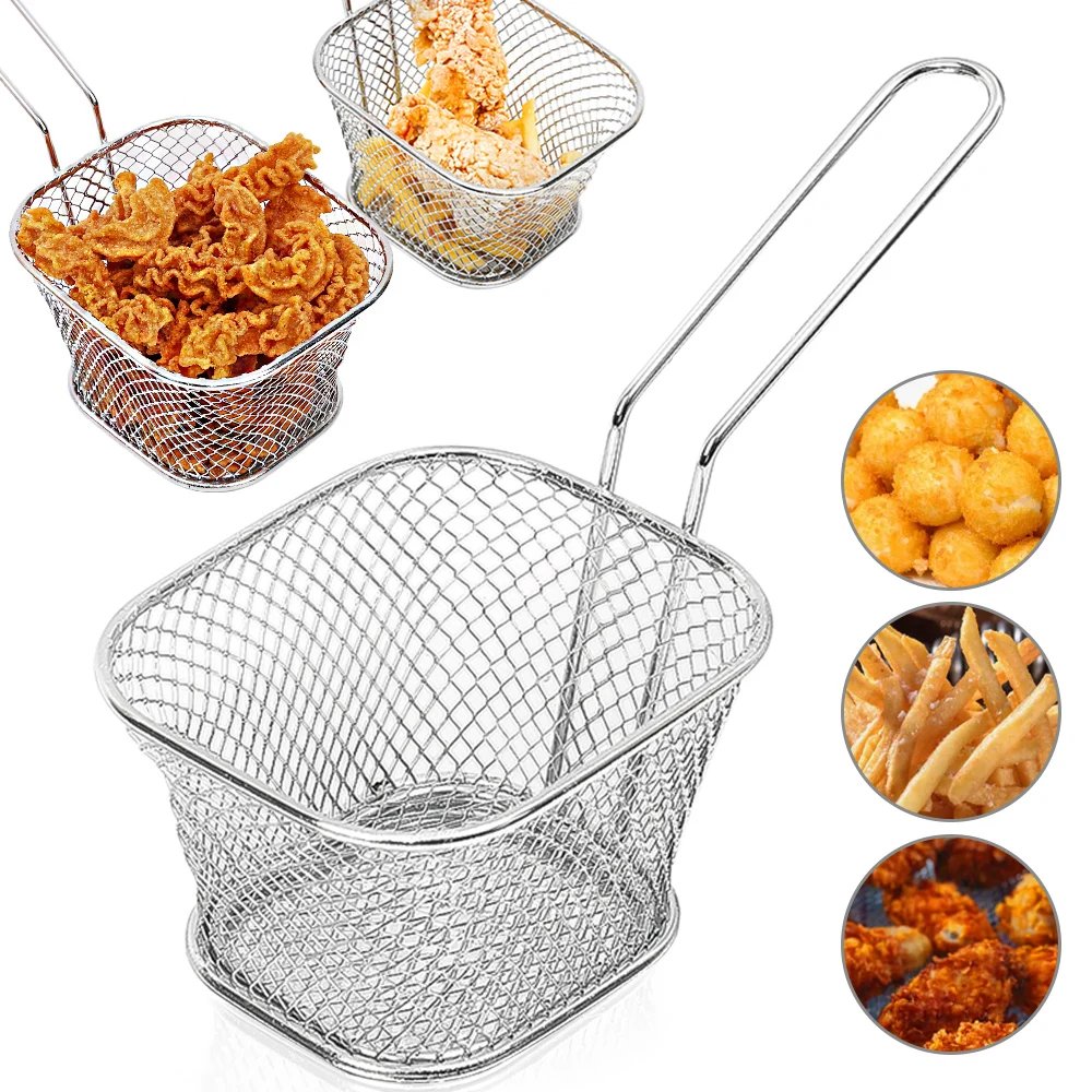 Fryers Basket Net Mesh Fries Chip Kitchen Tool Stainless Steel Fryer Home French Fries Baskets Strainer Restaurants Bars Tools