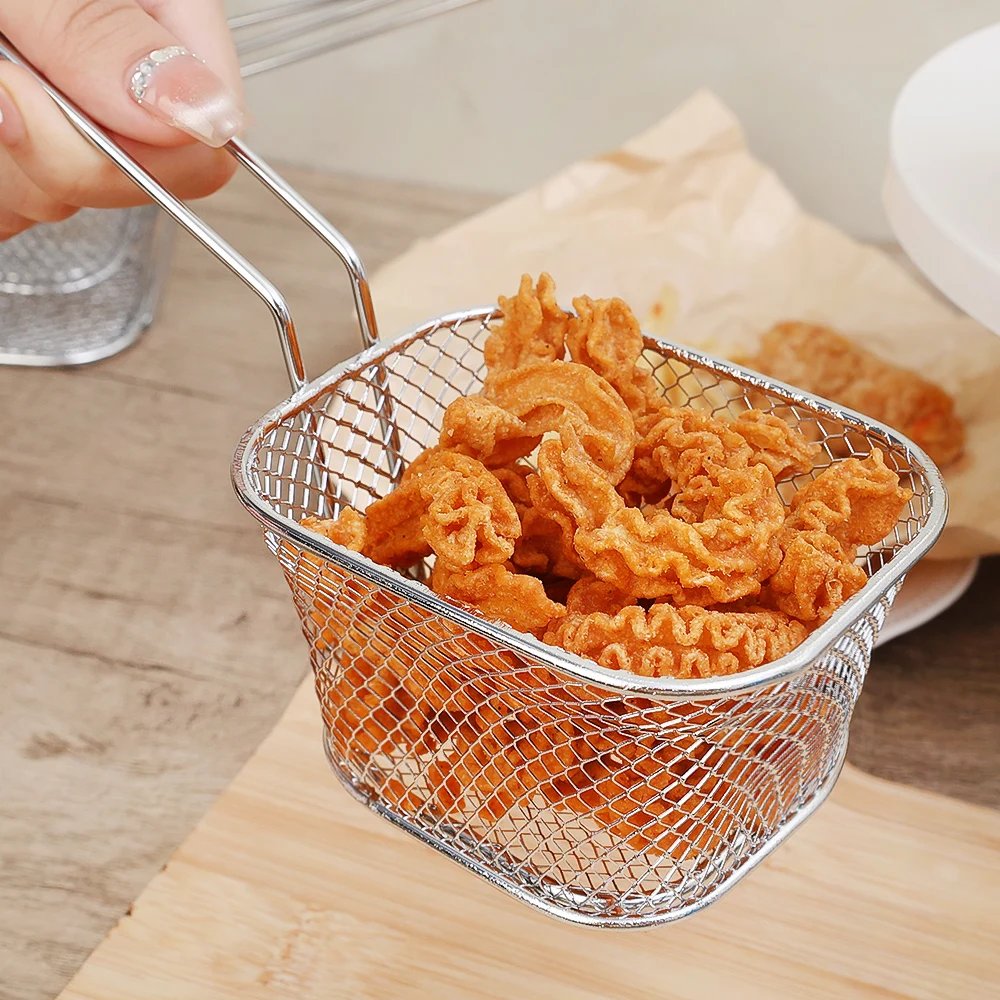 Fryers Basket Net Mesh Fries Chip Kitchen Tool Stainless Steel Fryer Home French Fries Baskets Strainer Restaurants Bars Tools