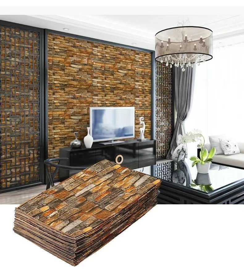 70cmx1/2/5/10m Self Adhesive Foam Retro 3D Brick Wall Stickers Decorative Waterproof Wallpaper Living Room TV Background Home