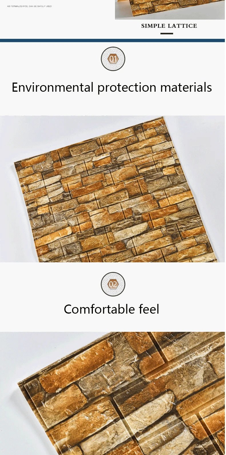 70cmx1/2/5/10m Self Adhesive Foam Retro 3D Brick Wall Stickers Decorative Waterproof Wallpaper Living Room TV Background Home