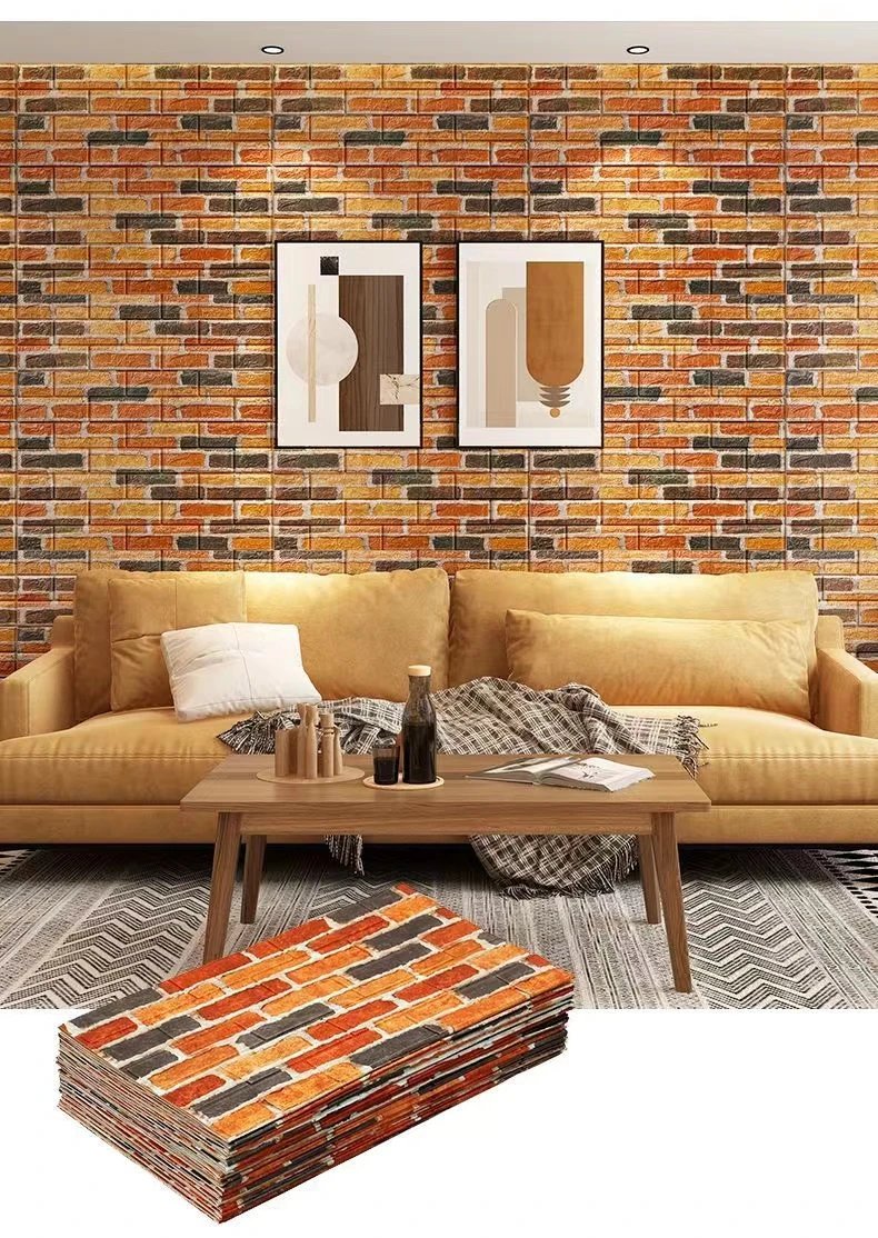 70cmx1/2/5/10m Self Adhesive Foam Retro 3D Brick Wall Stickers Decorative Waterproof Wallpaper Living Room TV Background Home