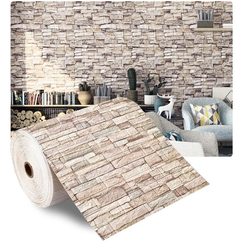 70cmx1/5/10m 3D Wallpaper Decoration Self-adhesive Antique Foam Brick Wallpaper Living Room Bedroom Waterproof 3d Wall Sticker 70cmx1/5/10m 3D Wallpaper Decoration Self-adhesive Antique Foam Brick Wallpaper Living Room Bedroom Waterproof 3d Wall Sticker