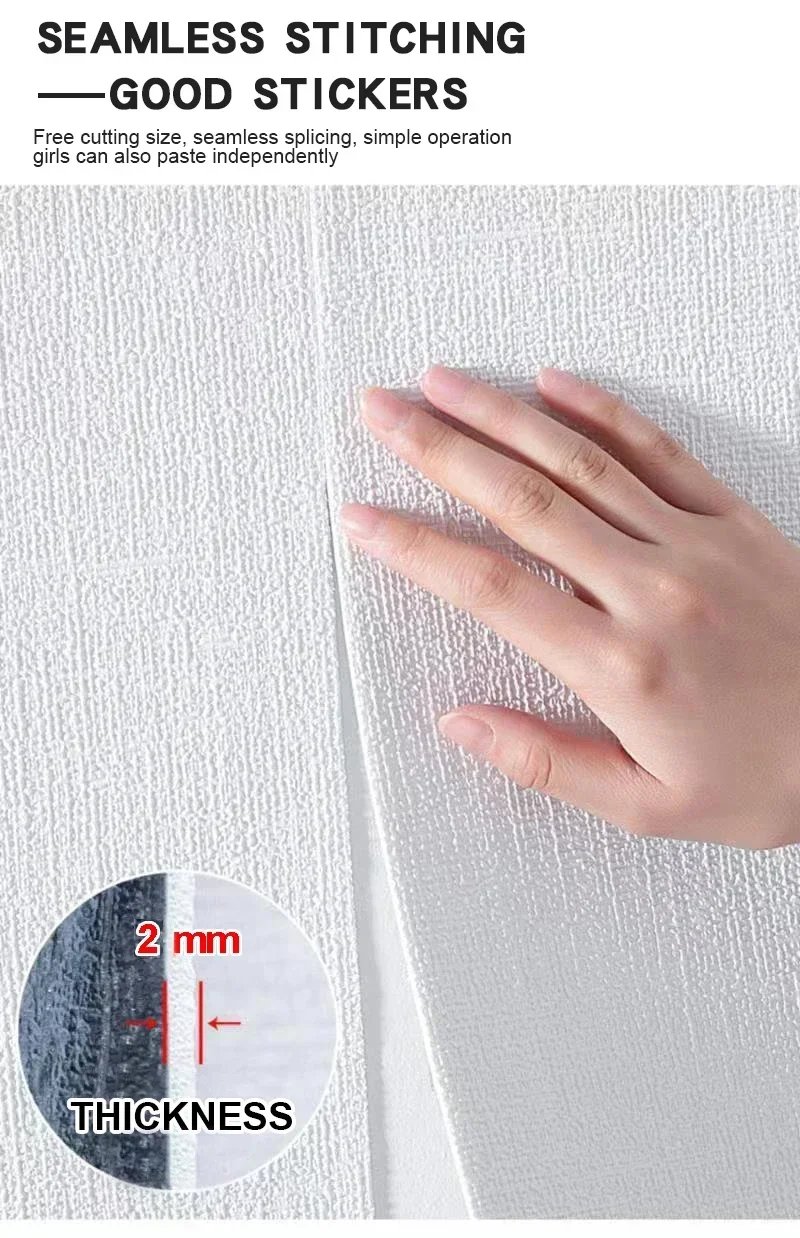 Linen 3D Foam Self-adhesive PVC Thickened Waterproof Background Wall Renovation Wallpaper Wall Stickers for Bedroom Living Room