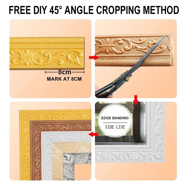 10m/roll 3D wall trim line skirting border self adhesive waterproof baseboard wallpaper wall sticker for room home decoration